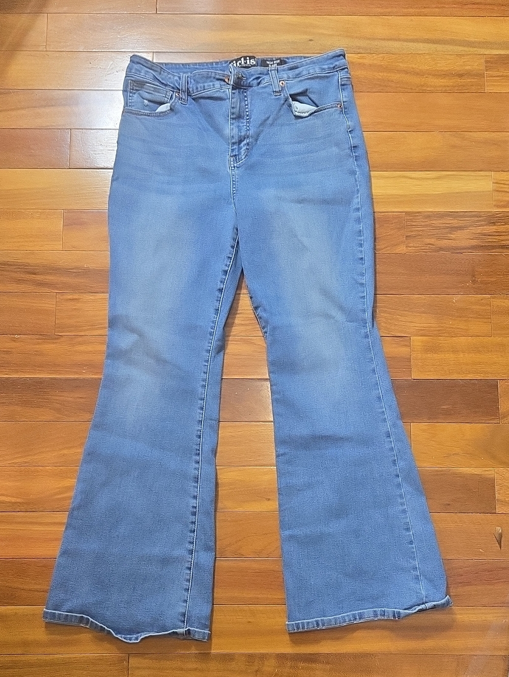 Girlish Flared Jeans  Stretch High-Rise 32W